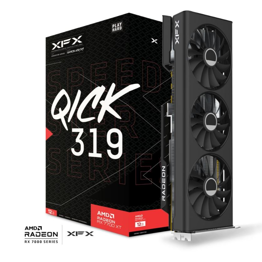 XFX Radeon RX 7700 XT 12GB SPEEDSTER QICK 319 Black videokártya (rx77tqickb9) (RX-77TQICKB9)-0