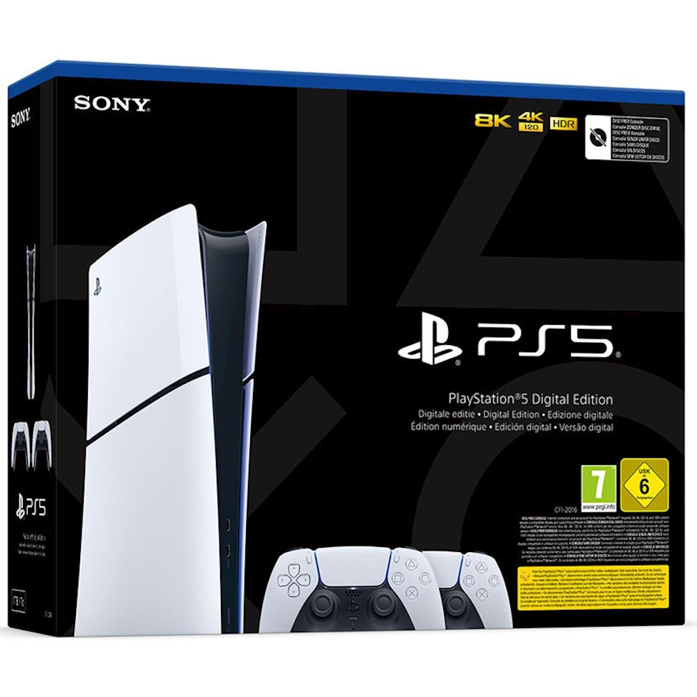 Sony PlayStation 5 Slim Digital Edition 1TB Fehér + 2 db DualSense Kontroller (SLIM 5 DIGI 2. C)-0