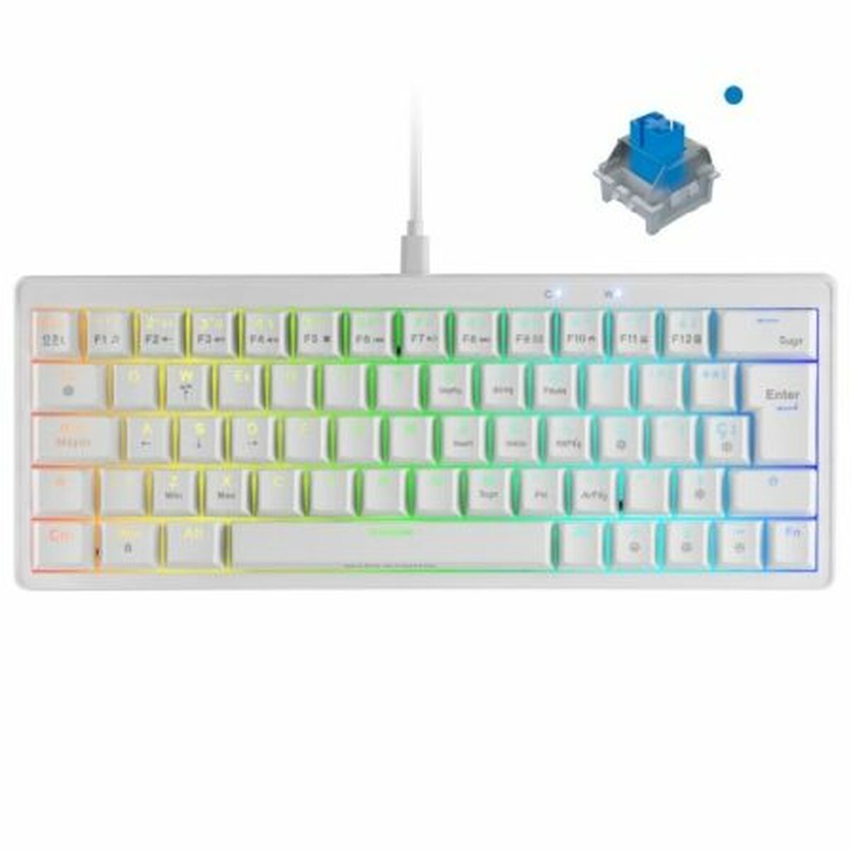 Gaming Keyboard Mars Gaming MKMINIPROWBES White Qwerty US-1