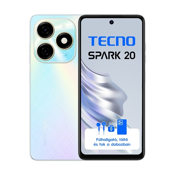 Tecno Spark 20 6,56" LTE 8/256GB DualSIM Cyber White okostelefon (10050413)-0