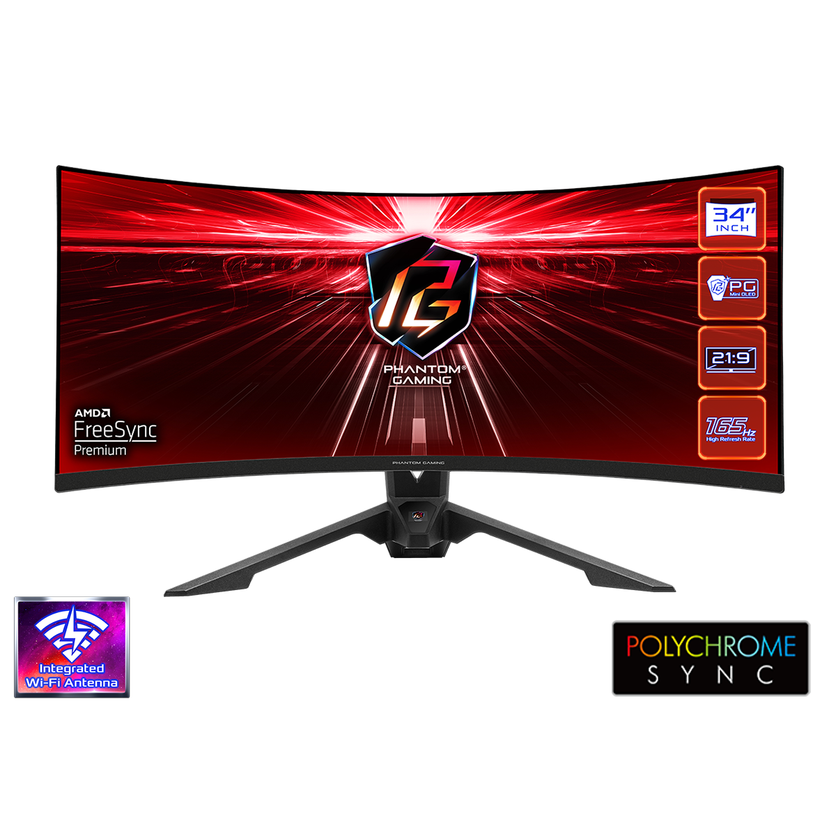 ASRock 34" PG34WQ15R3A Ívelt Gaming Monitor (PG34WQ15R3A)-0