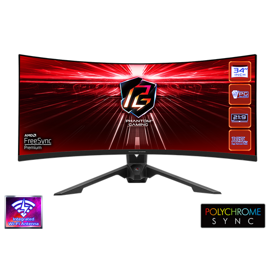 ASRock 34" PG34WQ15R3A Ívelt Gaming Monitor (PG34WQ15R3A)-0